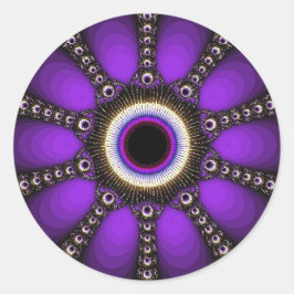 Geometrisches FUN-Aufkleber für lila Fraktal Runder Aufkleber