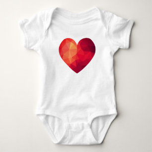 Geometrisches futuristisches High-Tech-rotes Herz Baby Strampler