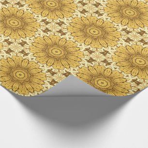 Geometrisches Gänseblümchen-Muster in Senfgold Geschenkpapier