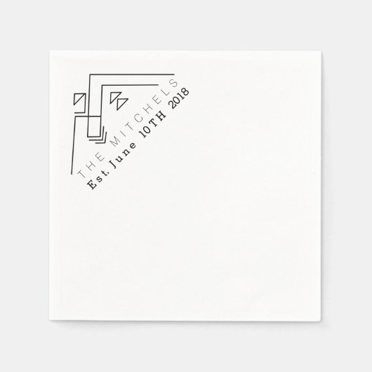 Geometrisches Gebirge | Individuelle Name und Datu Serviette (Vorderseite)