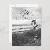 Geometrisches Gebirge | Modern Save the Date Ankündigungspostkarte (Vorne/Hinten)