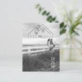 Geometrisches Gebirge | Modern Save the Date Ankündigungspostkarte (Stehend Vorderseite)