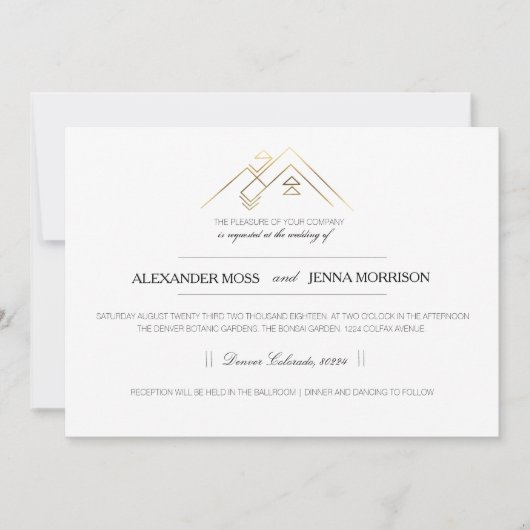 Geometrisches Gebirge | Modernes Gold Einladung (Vorderseite)