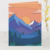 Geometrisches GebirgsSunset Karte (Gelbe Blume)