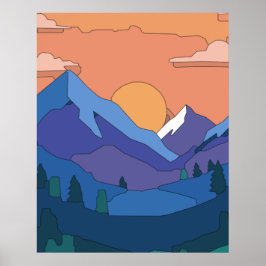 Geometrisches GebirgsSunset Poster