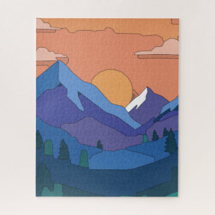 Geometrisches GebirgsSunset Puzzle