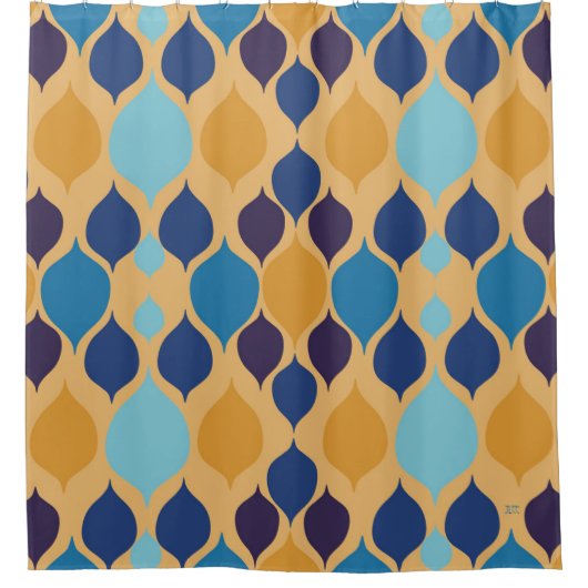 Geometrisches Gelb aus dem Mittelalter der 60er Ja Duschvorhang (Vorderseite)