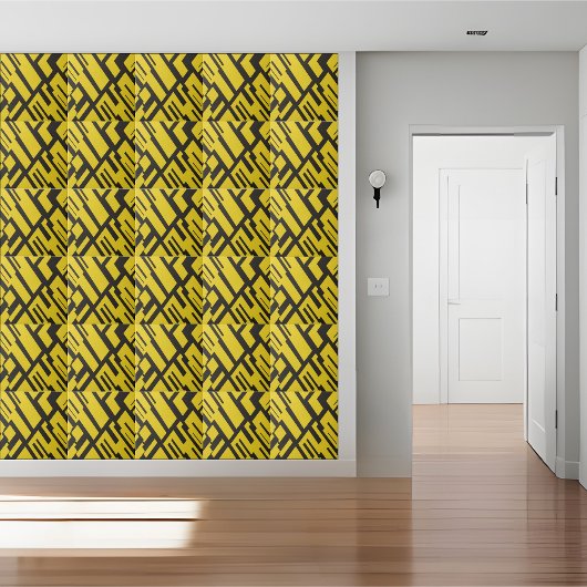 Geometrisches Gelb- und Abstraktes Schwarz-Muster Fliese