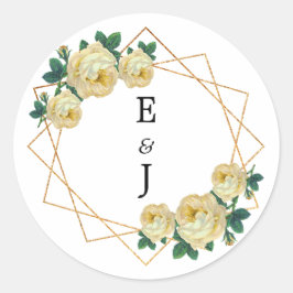 Geometrisches Gelbblütenblatt aus Gold Glitzer Runder Aufkleber