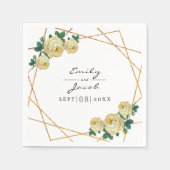 Geometrisches Gelbblütenblatt aus Gold Glitzer Serviette (Vorderseite)