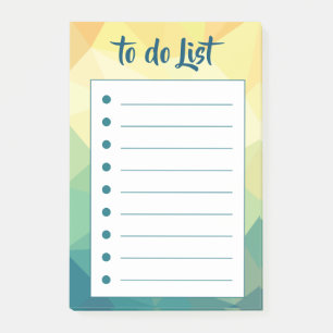 Geometrisches gelbes Grün für die Aufgabenliste Post-it Klebezettel