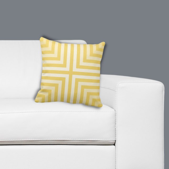 Geometrisches gelbes Muster Kissen (Geometric Yellow Nested Box Pattern Throw Pillow)