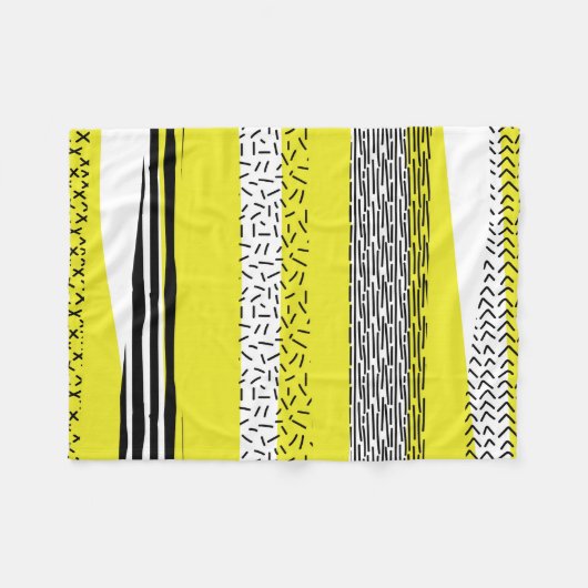 Geometrisches gelbes und schwarzes Mix Fleecedecke (Vorderseite (Horizontal))