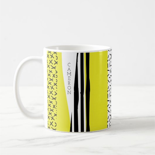 Geometrisches gelbes und schwarzes Mix Kaffeetasse (Links)