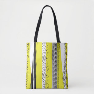 Geometrisches gelbes und schwarzes Mix Tasche