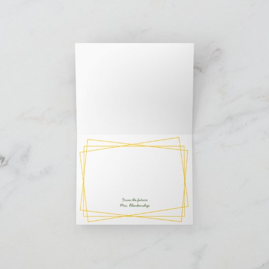 Geometrisches gelbes Wildblume-Foto benutzerdefini Dankeskarte (Innenseite)