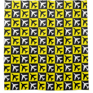 Geometrisches Gelbflugzeug Duschvorhang