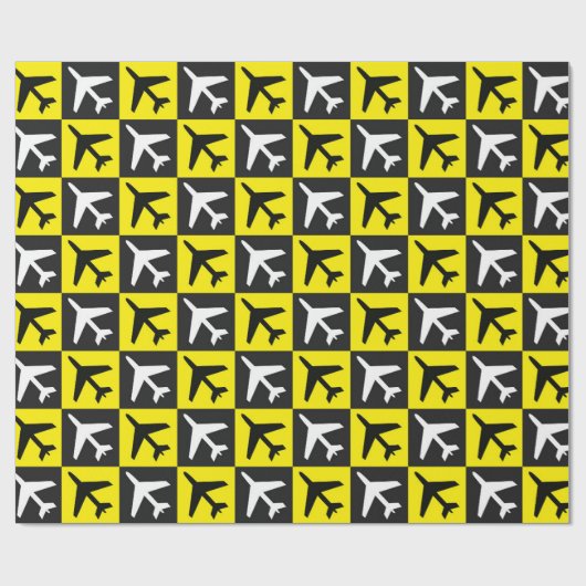 Geometrisches Gelbflugzeug Geschenkpapier (Flach)