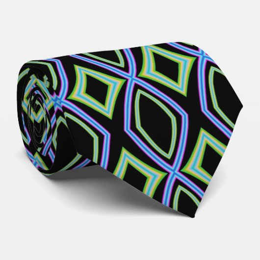 Geometrisches Gem Retro-Muster Krawatte (Gerollt)