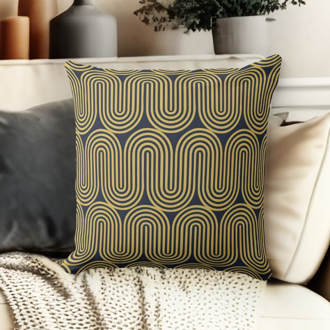 Geometrisches Gemustert dekoratives Akzentwurfkiss Kissen (throw pillow for living room geometric couch throw pillow blue and gold)