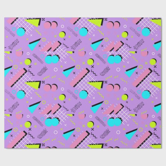 Geometrisches Gemustertes Retro-80er Geschenkpapier (Flach)