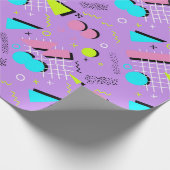 Geometrisches Gemustertes Retro-80er Geschenkpapier (Ecke)