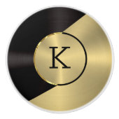 Geometrisches geometrisches Design aus schwarz und Keramikknauf (Vorderseite)