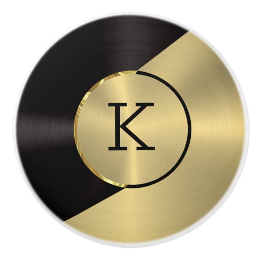 Geometrisches geometrisches Design aus schwarz und Keramikknauf (Vorderseite)