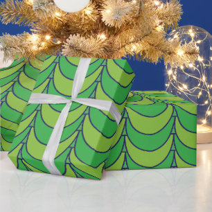 Geometrisches geometrisches Muster der grünen Hälf Geschenkpapier