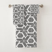 geometrisches geometrisches Muster in Schwarzweiß Badhandtuch Set (Insitu)