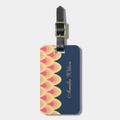 Geometrisches Gepäckchen in Blau und Rosa Gepäckanhänger (Vorderseite vertikal)