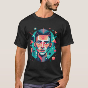 Geometrisches Gesichtporträt T-Shirt