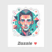 Geometrisches Gesichtsportrait Aufkleber (Blatt)