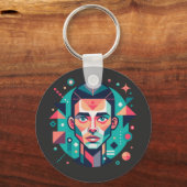 Geometrisches Gesichtsportrait Schlüsselanhänger (Vorderseite)