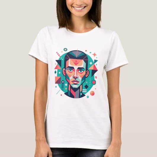Geometrisches Gesichtsportrait T-Shirt (Vorderseite)