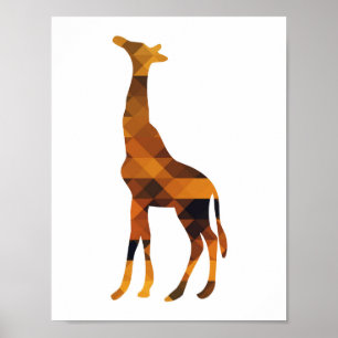 Geometrisches Giraffen-Silhouetten-Poster Poster