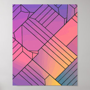 Geometrisches Gitter mit Farblinie Poster