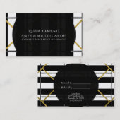 Geometrisches Glam für Schwarz und Gold Empfehlungskarte (Vorne/Hinten)