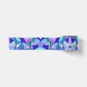 Geometrisches Glas Blau Satinband