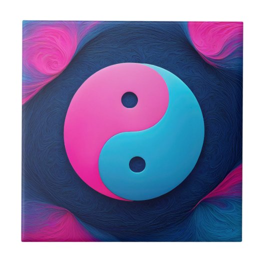 Geometrisches Gleichgewicht: Vibrant Yin Yang Patt Fliese (Vorderseite)