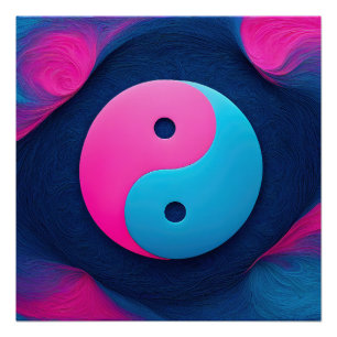 Geometrisches Gleichgewicht: Vibrant Yin Yang Patt Poster