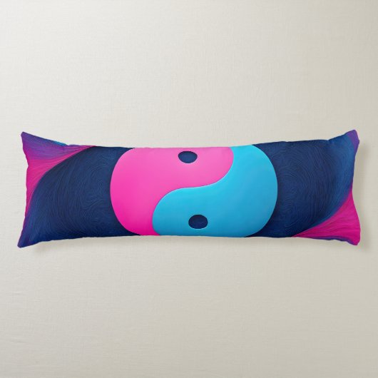 Geometrisches Gleichgewicht: Vibrant Yin Yang Patt Seitenschläferkissen (Vorderseite)