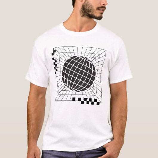 Geometrisches Global Sphere Design T-Shirt (Vorderseite)