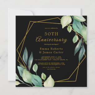 Geometrisches Gold 50. Jubiläum Einladung