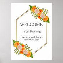 Geometrisches Gold Blush Orange Bloral Wedding