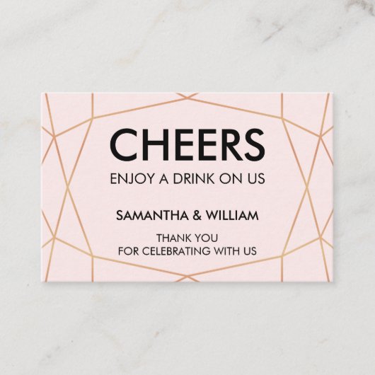 Geometrisches Gold Drink Ticket für die Rose | Ben (Vorderseite)