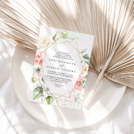 Geometrisches Gold Foliage-Diamant-Hochzeit Einladung