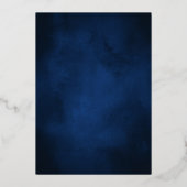 Geometrisches Gold für Hochzeitsbrillen mit blauer Folieneinladung (Rückseite)