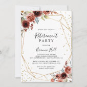 Geometrisches Gold Glitzer Spring Retirement Party Einladung (Vorderseite)