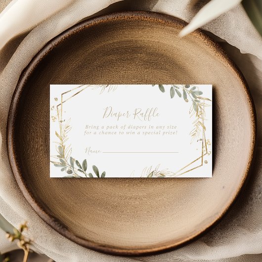 Geometrisches Gold Greenery Fall Diaper Raffle Tic Begleitkarte